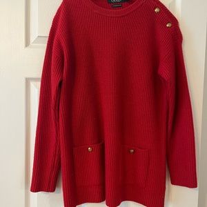 Ralph Lauren cashmere blend beautiful and warm red sweater. Very comfortable.